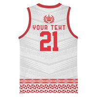 Custom Mate Ma'a Tonga Heritage Basketball Jersey Pacific Tribal Rugby White Edition - Polynesian Pride