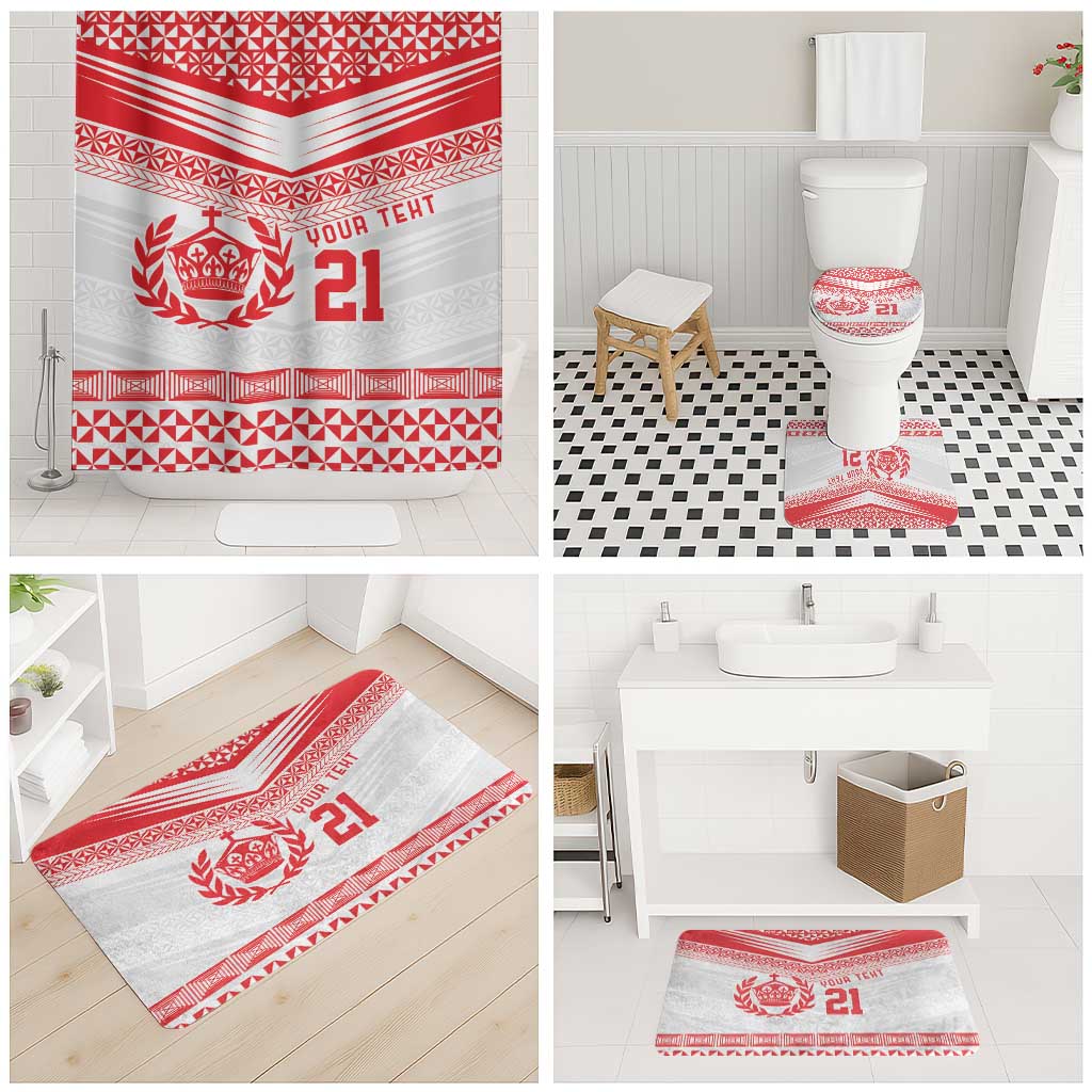 Custom Mate Ma'a Tonga Heritage Bathroom Set Pacific Tribal Rugby White Edition - Polynesian Pride
