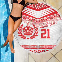 Custom Mate Ma'a Tonga Heritage Beach Blanket Pacific Tribal Rugby White Edition - Polynesian Pride