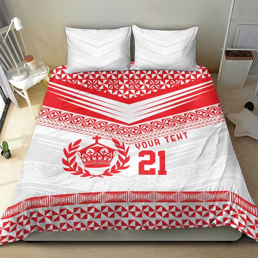 Custom Mate Ma'a Tonga Heritage Bedding Set Pacific Tribal Rugby White Edition - Polynesian Pride