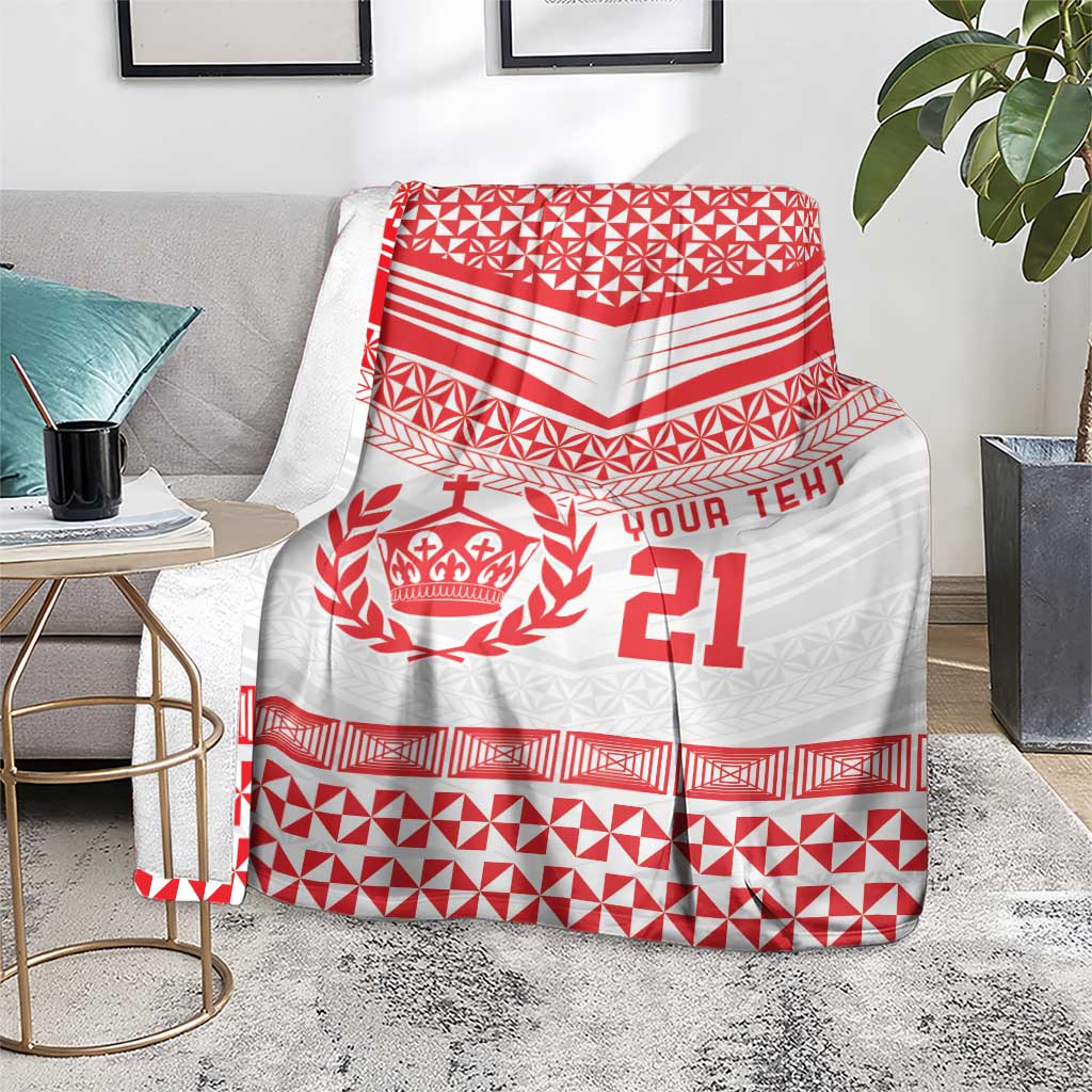 Custom Mate Ma'a Tonga Heritage Blanket Pacific Tribal Rugby White Edition - Polynesian Pride