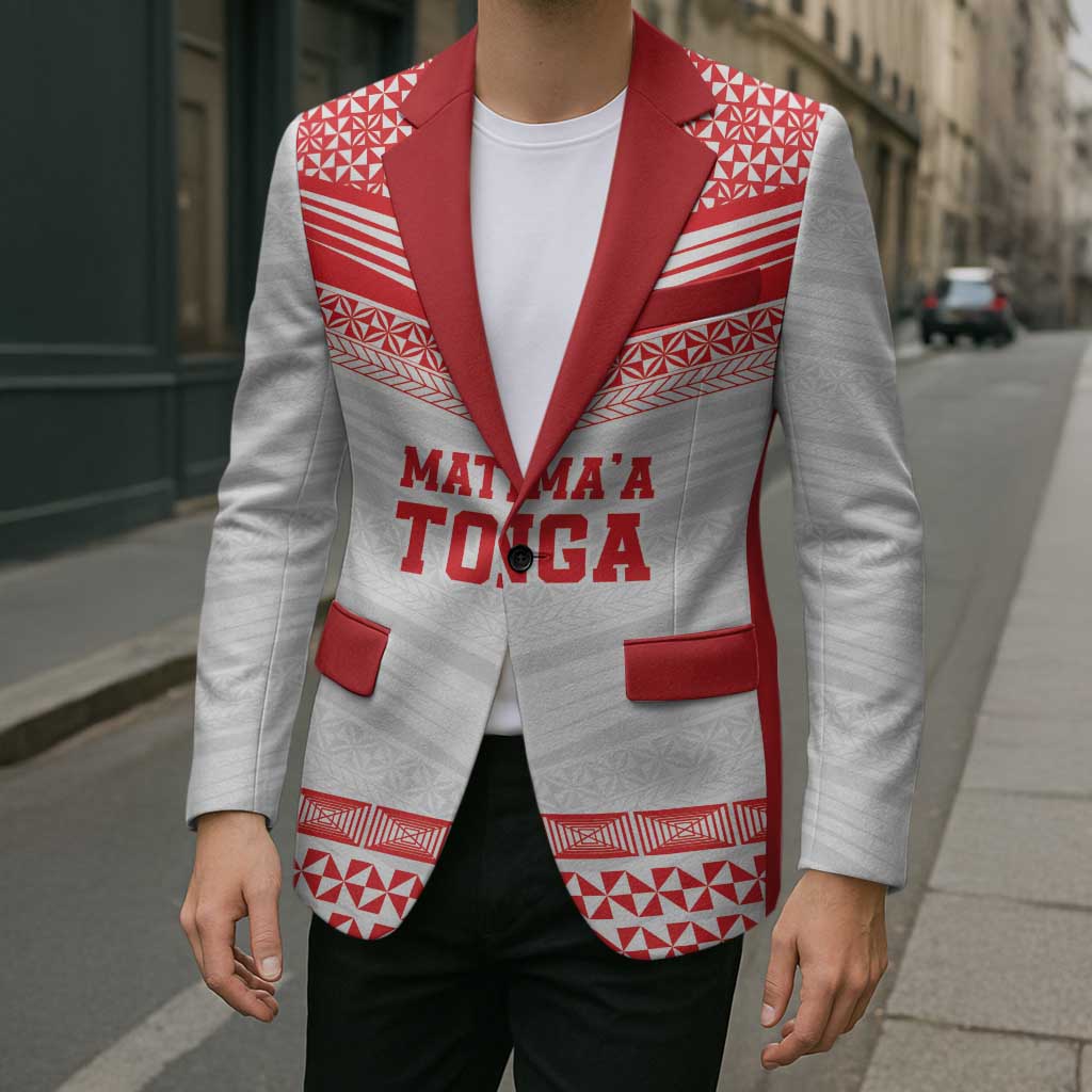 Custom Mate Ma'a Tonga Heritage Blazer Pacific Tribal Rugby White Edition - Polynesian Pride