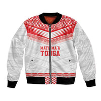 Custom Mate Ma'a Tonga Heritage Bomber Jacket Pacific Tribal Rugby White Edition - Polynesian Pride