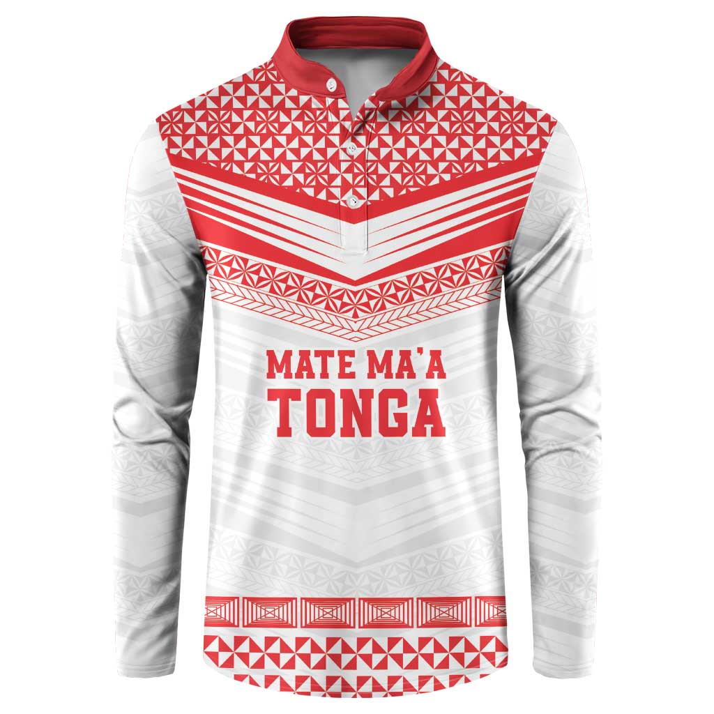 Custom Mate Ma'a Tonga Heritage Button Sweatshirt Pacific Tribal Rugby White Edition - Polynesian Pride