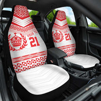 Custom Mate Ma'a Tonga Heritage Car Seat Cover Pacific Tribal Rugby White Edition - Polynesian Pride