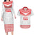Custom Mate Ma'a Tonga Heritage Couples Matching Long Sleeve Bodycon Dress and Hawaiian Shirt Pacific Tribal Rugby White Edition - Polynesian Pride