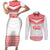 Custom Mate Ma'a Tonga Heritage Couples Matching Short Sleeve Bodycon Dress and Long Sleeve Button Shirt Pacific Tribal Rugby White Edition - Polynesian Pride