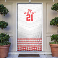 Custom Mate Ma'a Tonga Heritage Door Cover Pacific Tribal Rugby White Edition - Polynesian Pride