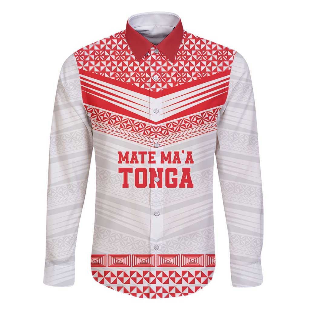 Custom Mate Ma'a Tonga Heritage Family Matching Long Sleeve Bodycon Dress and Hawaiian Shirt Pacific Tribal Rugby White Edition - Polynesian Pride