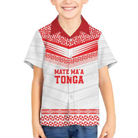 Custom Mate Ma'a Tonga Heritage Family Matching Short Sleeve Bodycon Dress and Hawaiian Shirt Pacific Tribal Rugby White Edition - Polynesian Pride