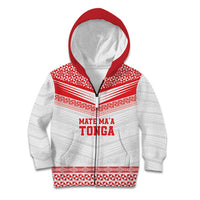 Custom Mate Ma'a Tonga Heritage Kid Hoodie Pacific Tribal Rugby White Edition - Polynesian Pride
