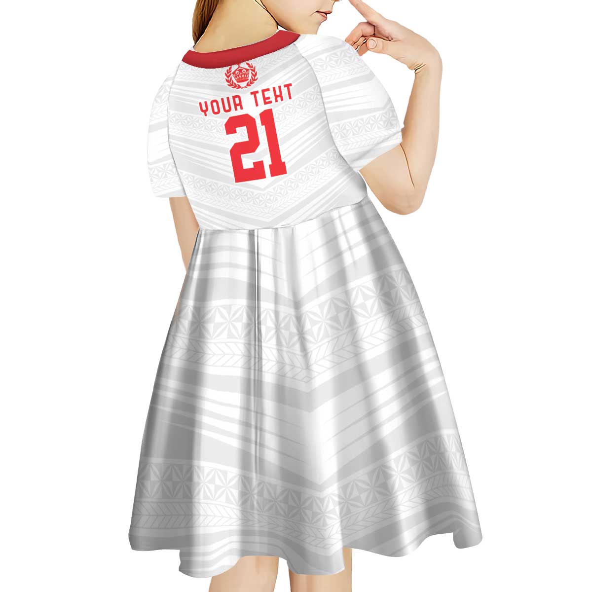 Custom Mate Ma'a Tonga Heritage Kid Short Sleeve Dress Pacific Tribal Rugby White Edition - Polynesian Pride
