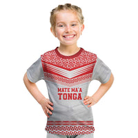 Custom Mate Ma'a Tonga Heritage Kid T Shirt Pacific Tribal Rugby White Edition - Polynesian Pride
