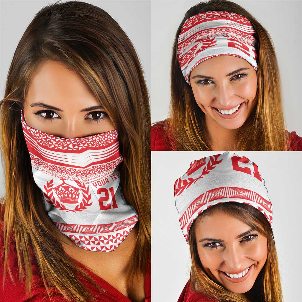 Custom Mate Ma'a Tonga Heritage Neck Gaiter Pacific Tribal Rugby White Edition - Polynesian Pride
