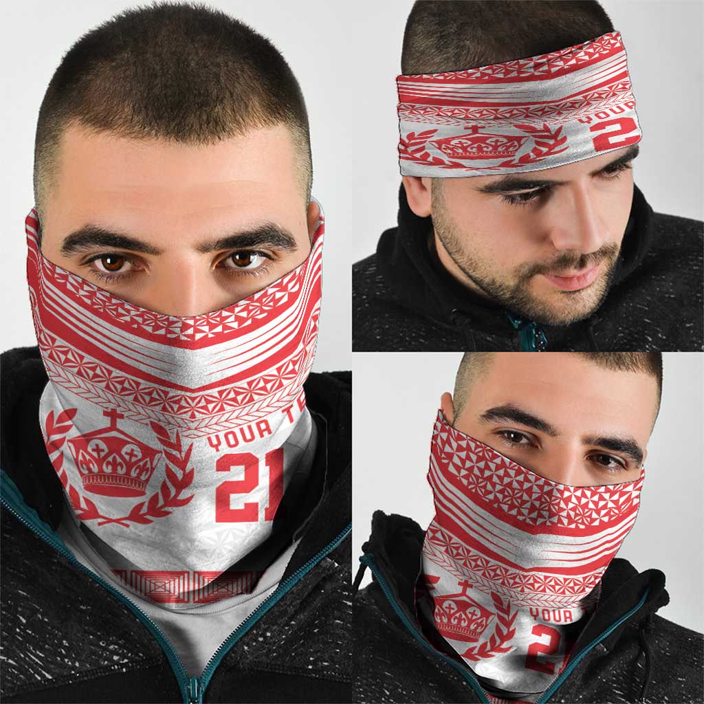 Custom Mate Ma'a Tonga Heritage Neck Gaiter Pacific Tribal Rugby White Edition - Polynesian Pride