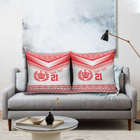 Custom Mate Ma'a Tonga Heritage Pillow Cover Pacific Tribal Rugby White Edition - Polynesian Pride