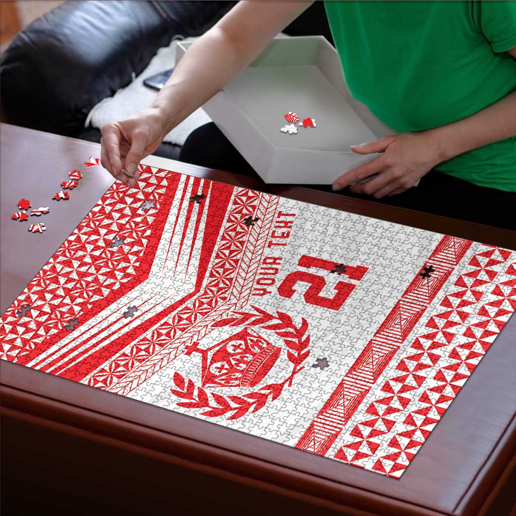 Custom Mate Ma'a Tonga Heritage Puzzle Pacific Tribal Rugby White Edition - Polynesian Pride