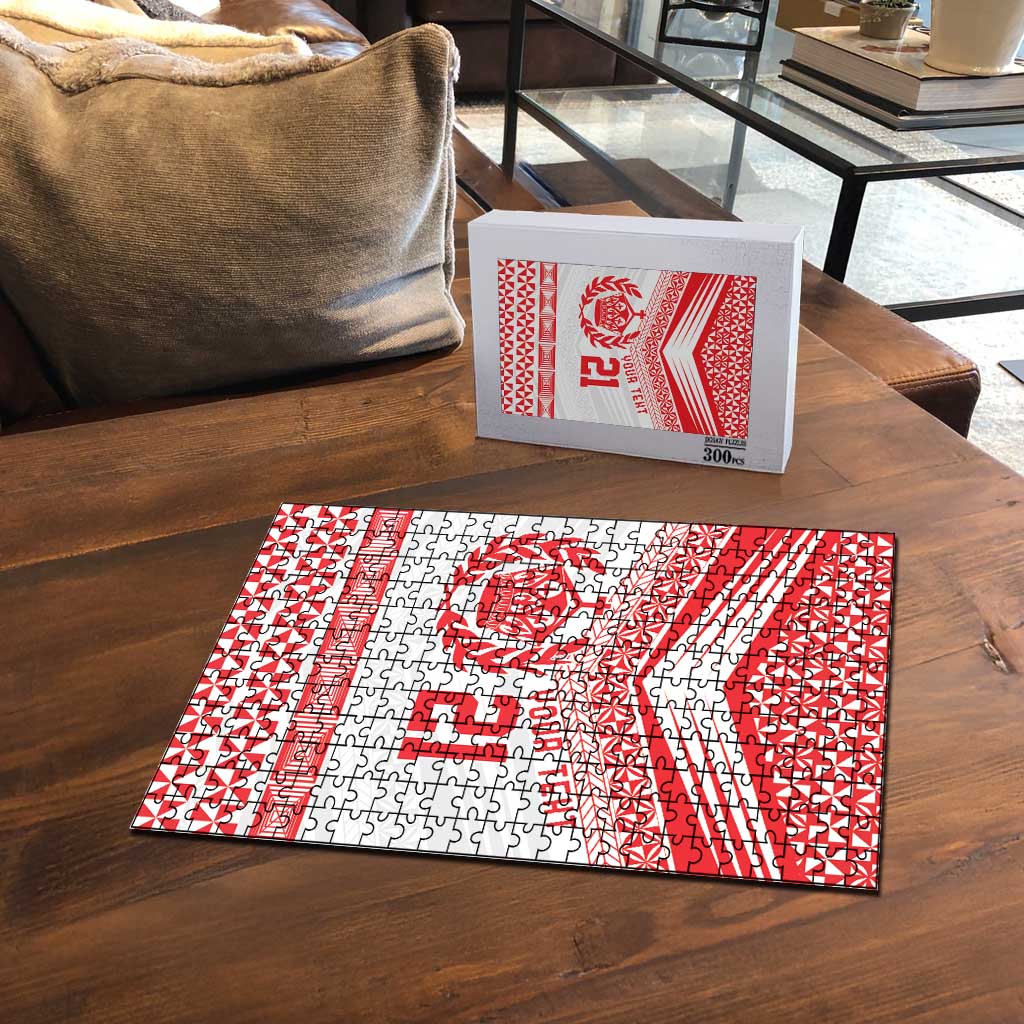 Custom Mate Ma'a Tonga Heritage Puzzle Pacific Tribal Rugby White Edition - Polynesian Pride