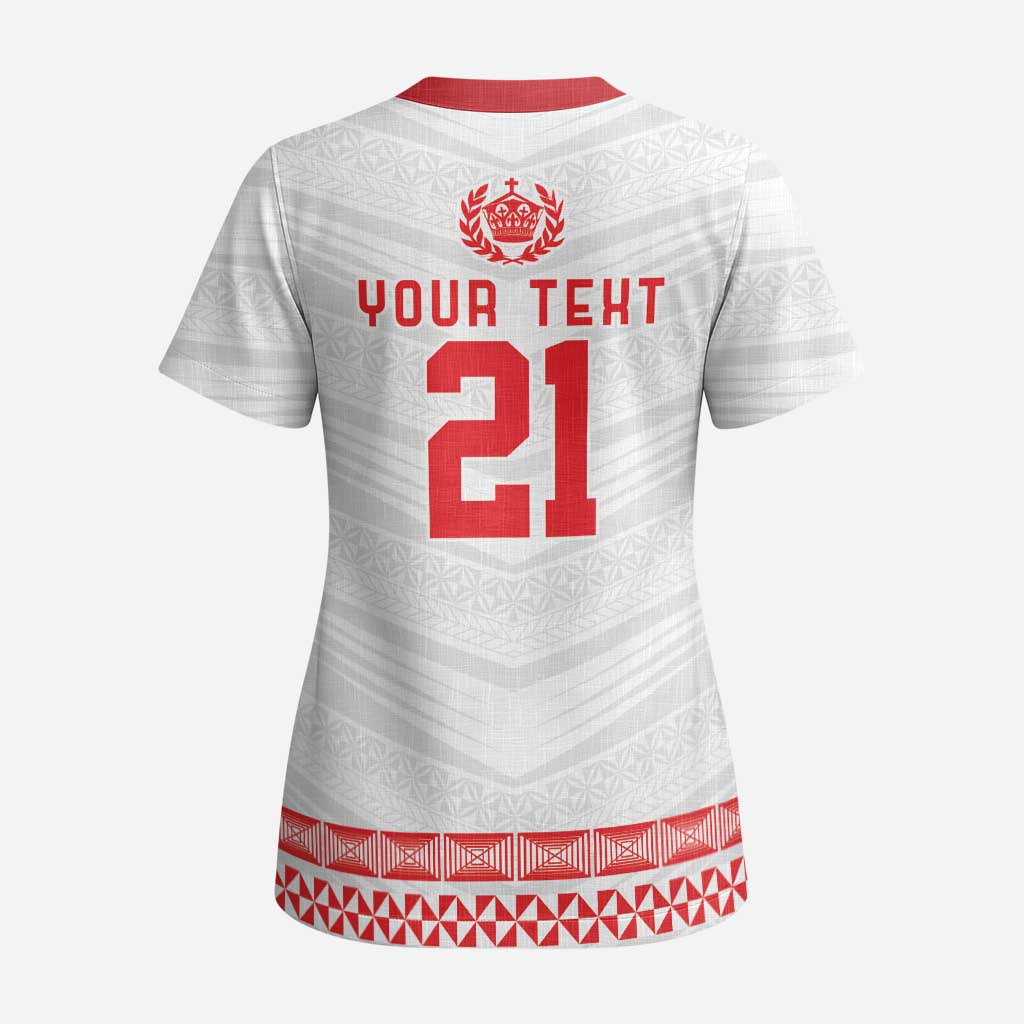 Custom Mate Ma'a Tonga Heritage Scrub Top Pacific Tribal Rugby White Edition - Polynesian Pride