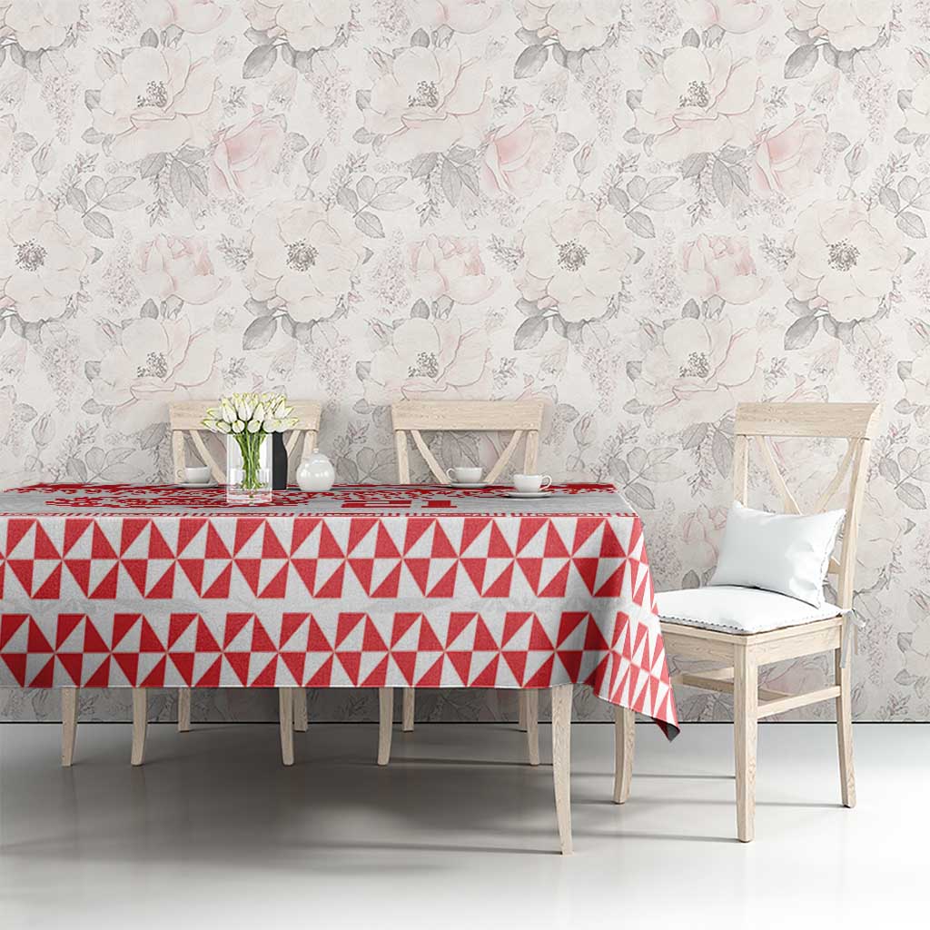 Custom Mate Ma'a Tonga Heritage Tablecloth Pacific Tribal Rugby White Edition - Polynesian Pride