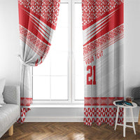 Custom Mate Ma'a Tonga Heritage Window Curtain Pacific Tribal Rugby White Edition - Polynesian Pride