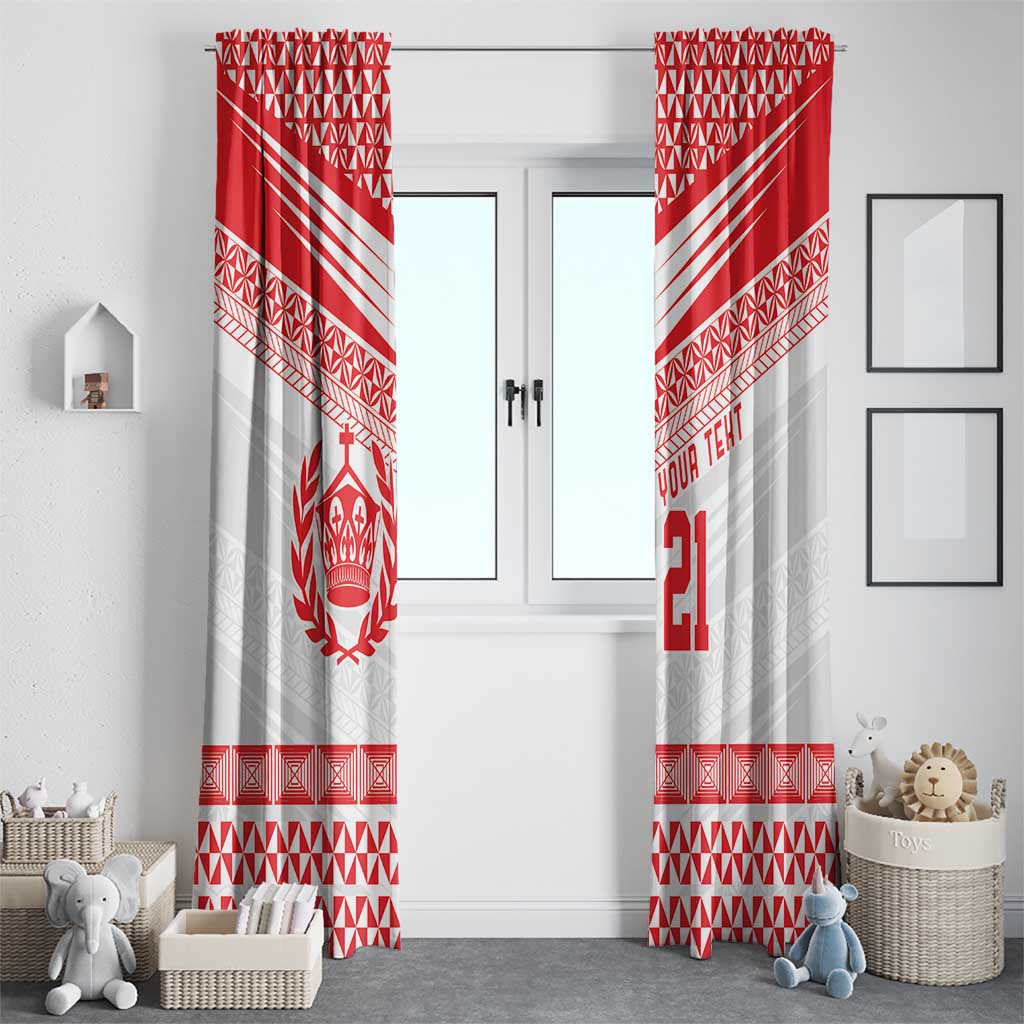 Custom Mate Ma'a Tonga Heritage Window Curtain Pacific Tribal Rugby White Edition - Polynesian Pride