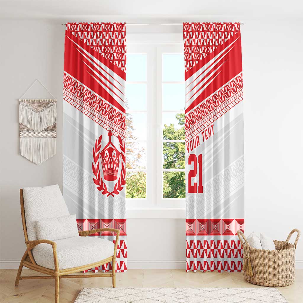 Custom Mate Ma'a Tonga Heritage Window Curtain Pacific Tribal Rugby White Edition - Polynesian Pride