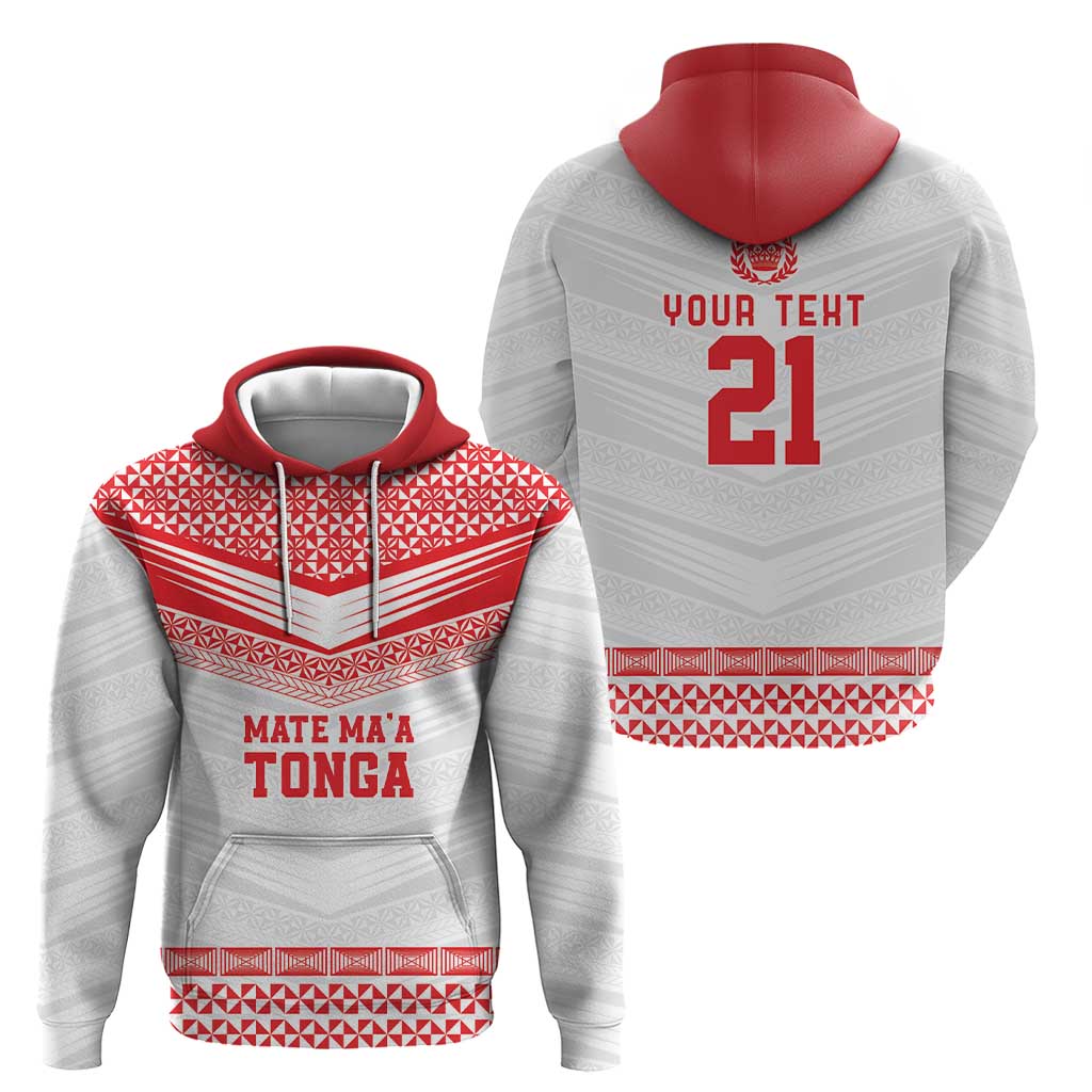 Custom Mate Ma'a Tonga Heritage Zip Hoodie Pacific Tribal Rugby White Edition - Polynesian Pride