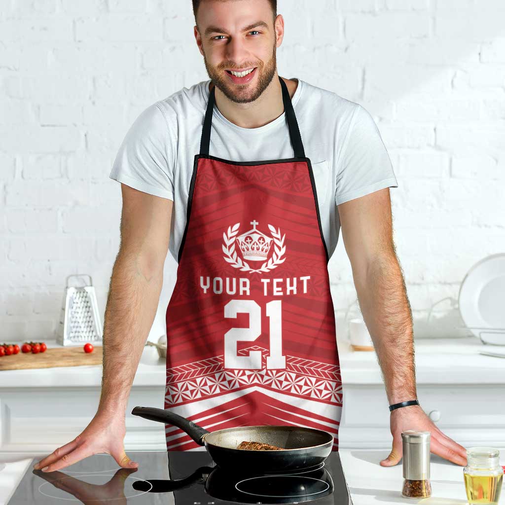 Custom Pacific Rugby Spirit Apron Tonga Ngatu Pride Red Edition - Polynesian Pride