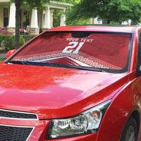 Custom Pacific Rugby Spirit Auto Sun Shade Tonga Ngatu Pride Red Edition - Polynesian Pride