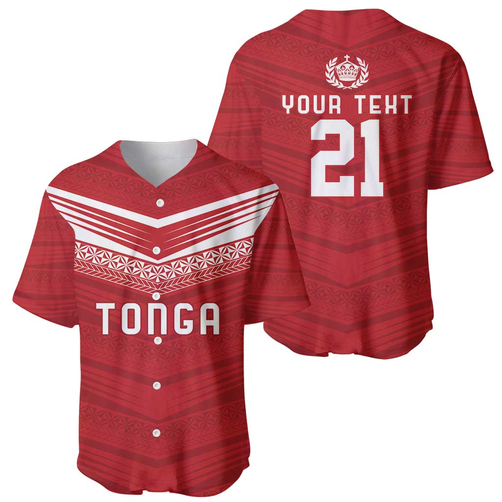 Custom Pacific Rugby Spirit Baseball Jersey Tonga Ngatu Pride Red Edition - Polynesian Pride