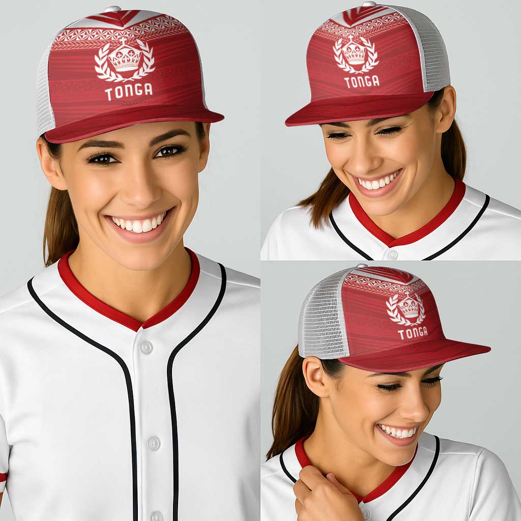 Pacific Rugby Spirit Baseball Net Cap Tonga Ngatu Pride Red Edition - Polynesian Pride
