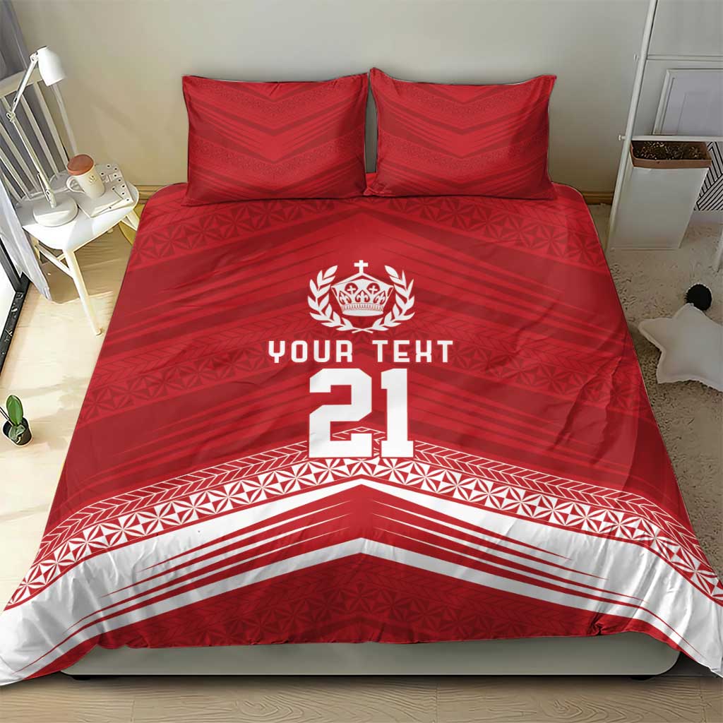 Custom Pacific Rugby Spirit Bedding Set Tonga Ngatu Pride Red Edition - Polynesian Pride