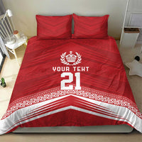 Custom Pacific Rugby Spirit Bedding Set Tonga Ngatu Pride Red Edition - Polynesian Pride