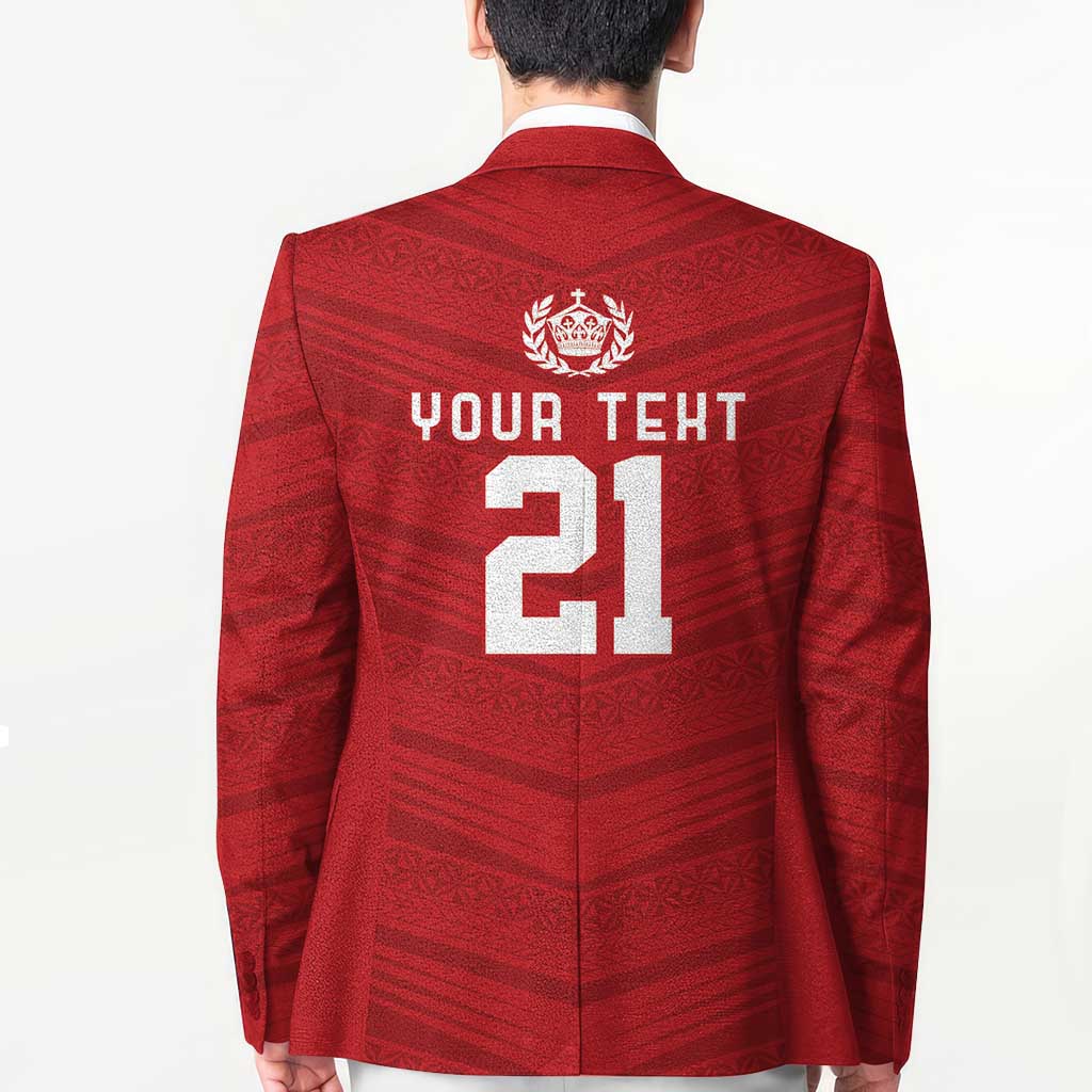 Custom Pacific Rugby Spirit Blazer Tonga Ngatu Pride Red Edition - Polynesian Pride