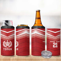 Custom Pacific Rugby Spirit 4 in 1 Can Cooler Tumbler Tonga Ngatu Pride Red Edition - Polynesian Pride