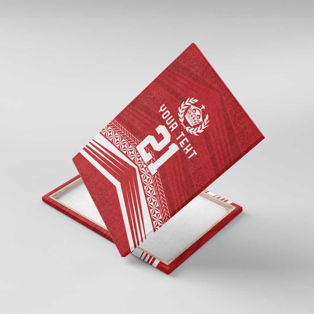 Custom Pacific Rugby Spirit Canvas Wall Art Tonga Ngatu Pride Red Edition - Polynesian Pride