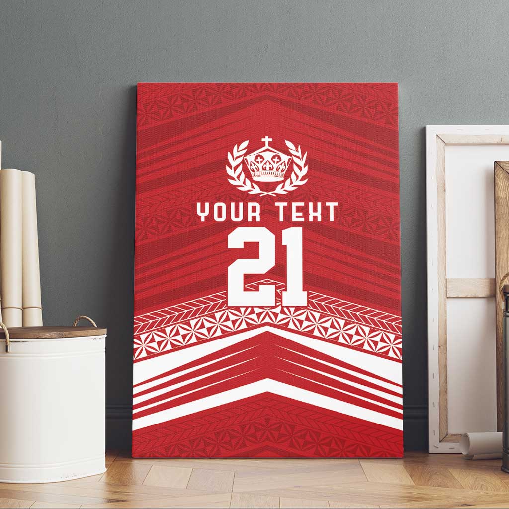 Custom Pacific Rugby Spirit Canvas Wall Art Tonga Ngatu Pride Red Edition - Polynesian Pride