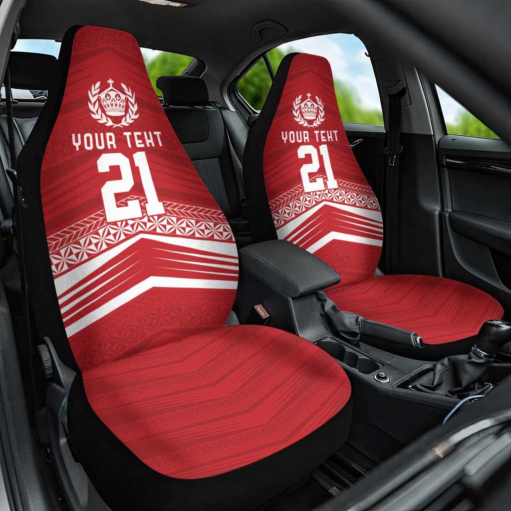Custom Pacific Rugby Spirit Car Seat Cover Tonga Ngatu Pride Red Edition - Polynesian Pride