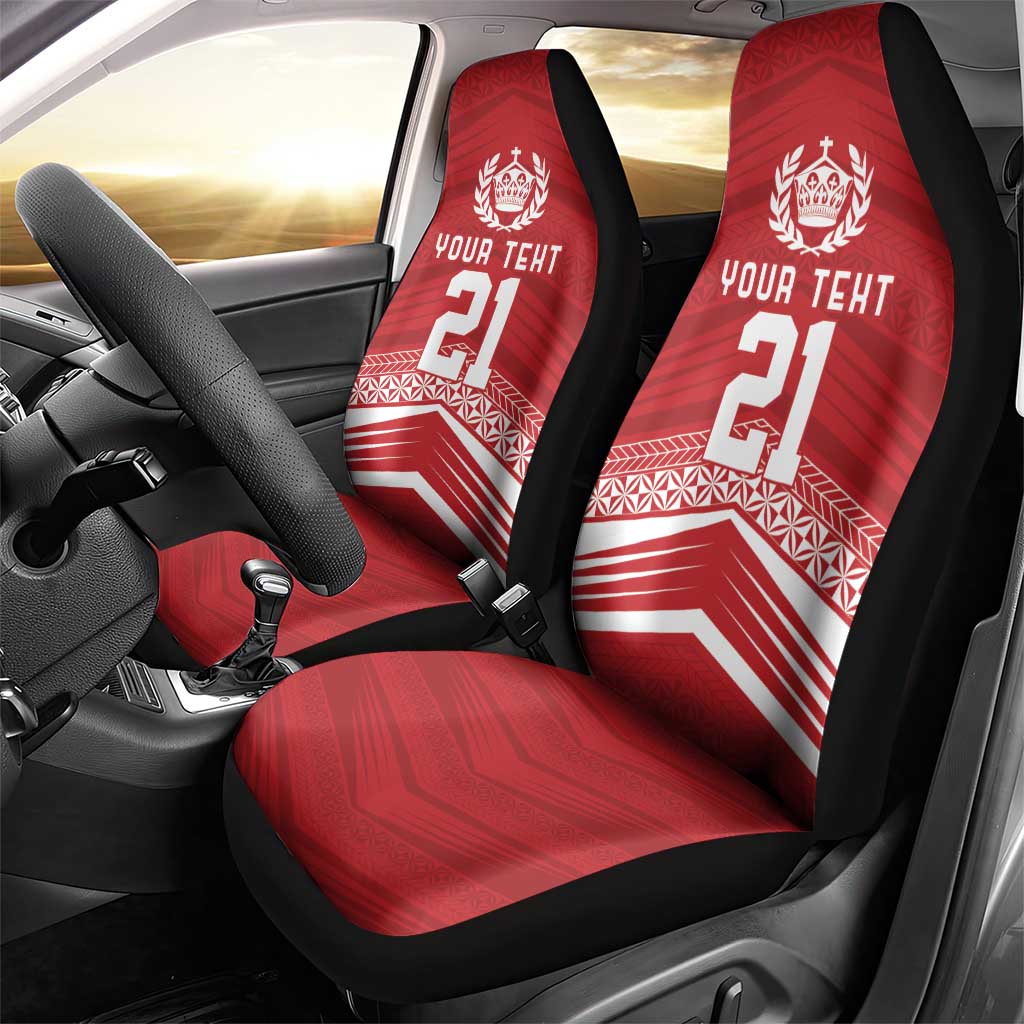 Custom Pacific Rugby Spirit Car Seat Cover Tonga Ngatu Pride Red Edition - Polynesian Pride