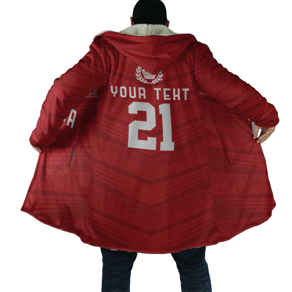 Custom Pacific Rugby Spirit Cloak Tonga Ngatu Pride Red Edition - Polynesian Pride
