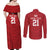 Custom Pacific Rugby Spirit Couples Matching Off Shoulder Maxi Dress and Long Sleeve Button Shirt Tonga Ngatu Pride Red Edition - Polynesian Pride