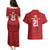 Custom Pacific Rugby Spirit Couples Matching Puletasi and Hawaiian Shirt Tonga Ngatu Pride Red Edition - Polynesian Pride