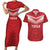Custom Pacific Rugby Spirit Couples Matching Short Sleeve Bodycon Dress and Hawaiian Shirt Tonga Ngatu Pride Red Edition - Polynesian Pride