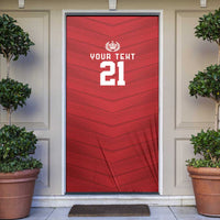 Custom Pacific Rugby Spirit Door Cover Tonga Ngatu Pride Red Edition - Polynesian Pride