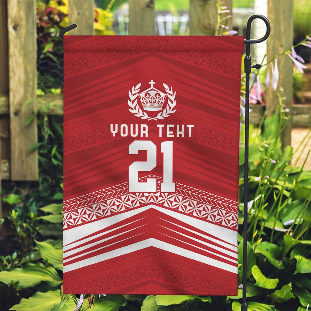 Custom Pacific Rugby Spirit Garden Flag Tonga Ngatu Pride Red Edition - Polynesian Pride
