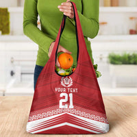 Custom Pacific Rugby Spirit Grocery Bag Tonga Ngatu Pride Red Edition - Polynesian Pride