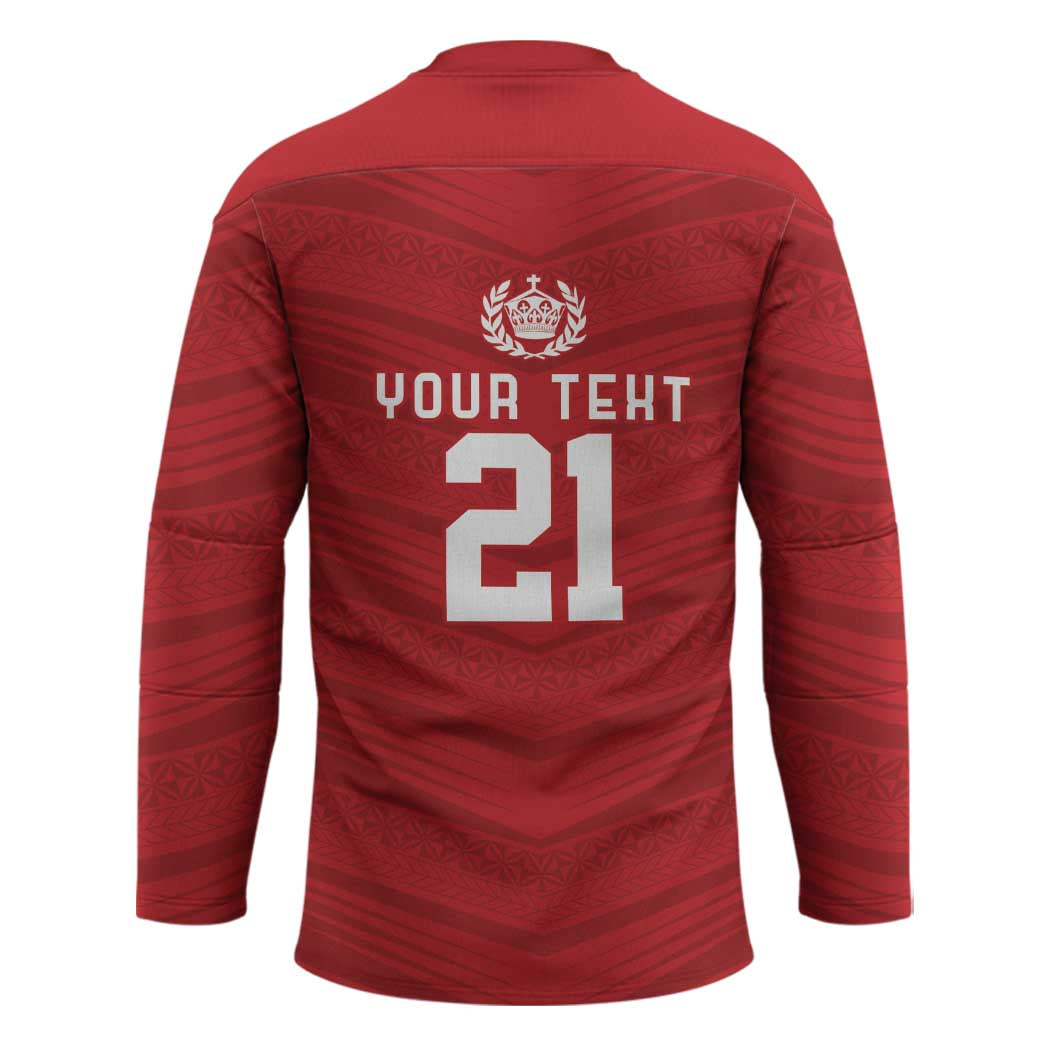 Custom Pacific Rugby Spirit Hockey Jersey Tonga Ngatu Pride Red Edition - Polynesian Pride