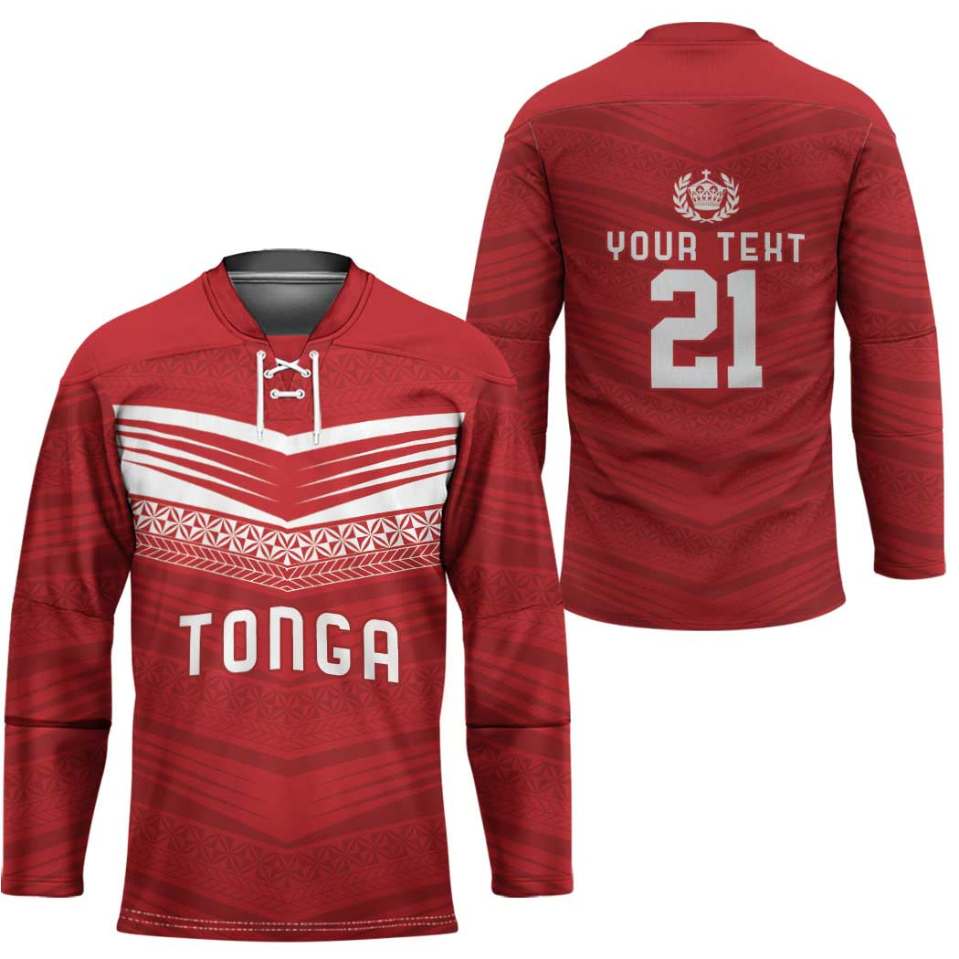 Custom Pacific Rugby Spirit Hockey Jersey Tonga Ngatu Pride Red Edition - Polynesian Pride