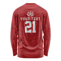 Custom Pacific Rugby Spirit Long Sleeve Shirt Tonga Ngatu Pride Red Edition - Polynesian Pride